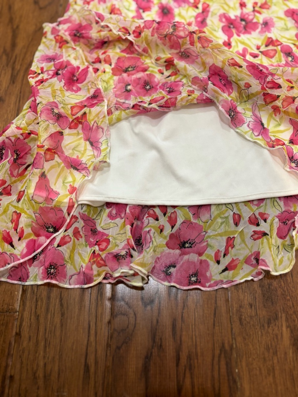 Vintage Y2K Pink Floral Mini Dress Flutter Strap Coquette XXS XS - Picture 5 of 14